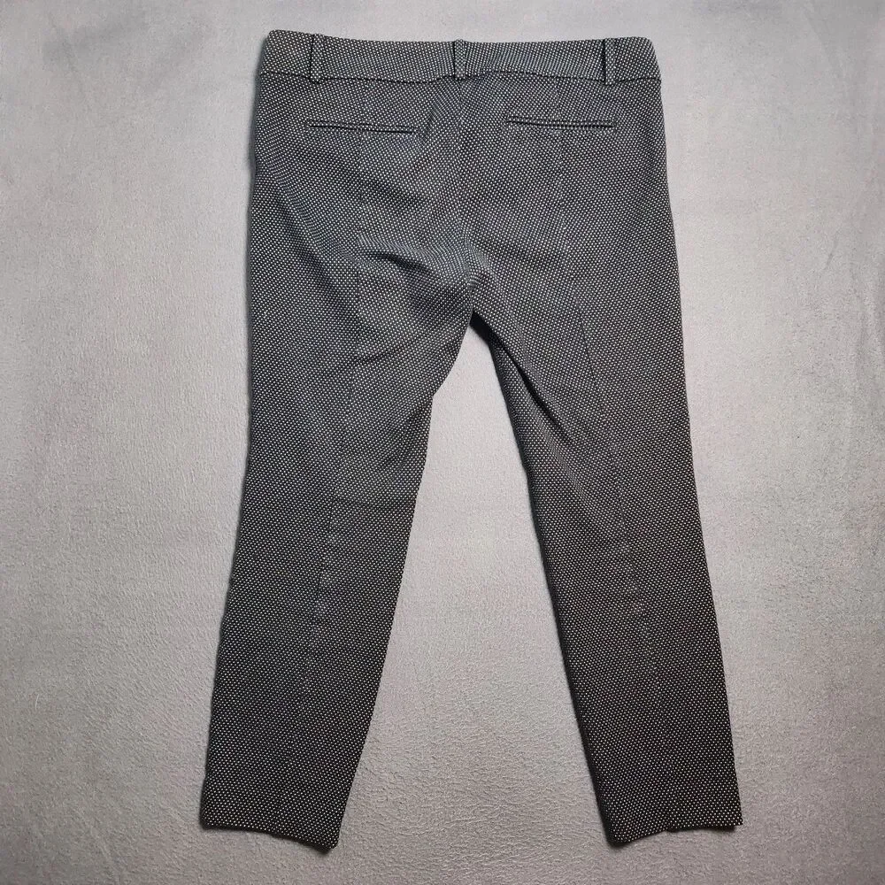 Ann Taylor Cropped Pants Women 6P Black Polka Dot Textured Straight Leg
